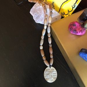Wood and Silver Necklace with Message